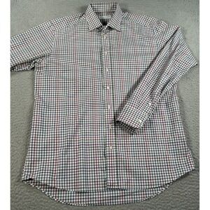 Etro Shirt Men's 41 White Button-Up Gingham Office Preppy Career Formal Italy